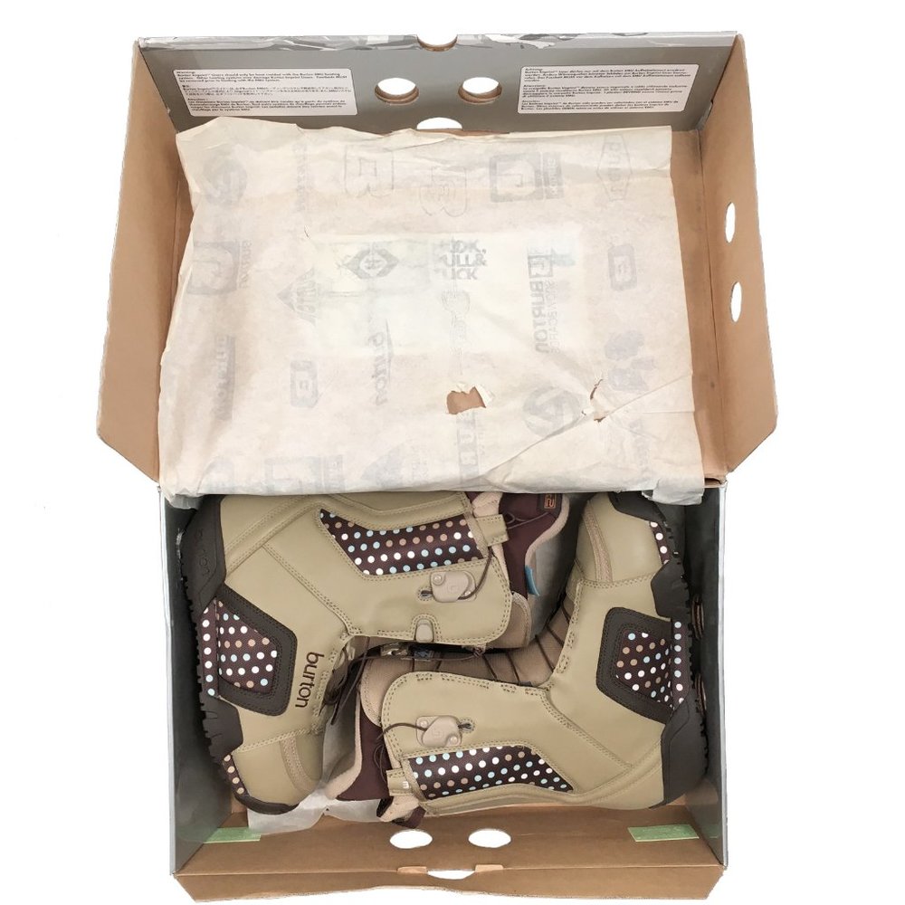 NEW Burton Emerald Womens Snowboard Boots! Tan Brown Polka Dots Size 4 5 5.5 6